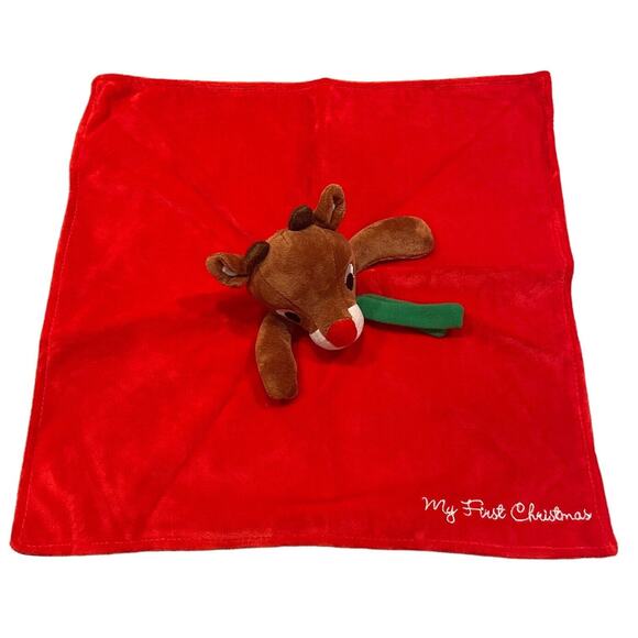 Rudolph the Red Nose Reindeer My First Christmas Security Blanket Lovey Rattle - Picture 4 of 7